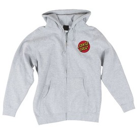 SANTA CRUZ Men's Zip Up Hooded Sweatshirt Classic Dot Skate Zip Up Sweatshirt, Grey Heather, Size: XX-Large
