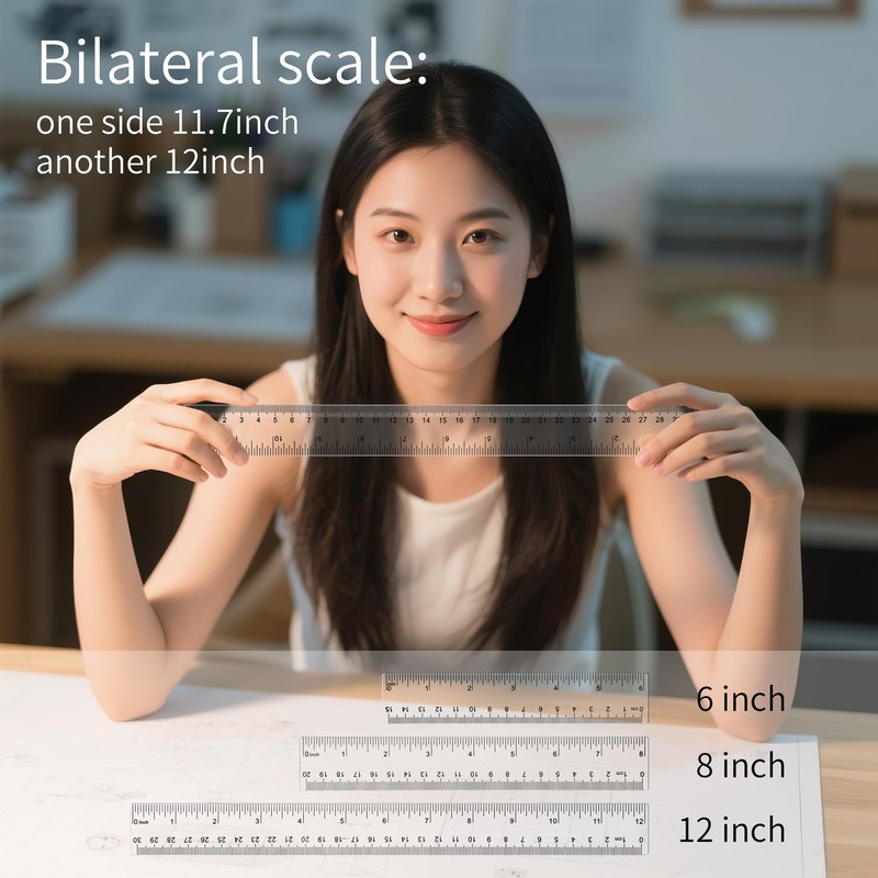 LAGEBONA 4 Pack Plastic Ruler 12 Inch Bulk for Classroom