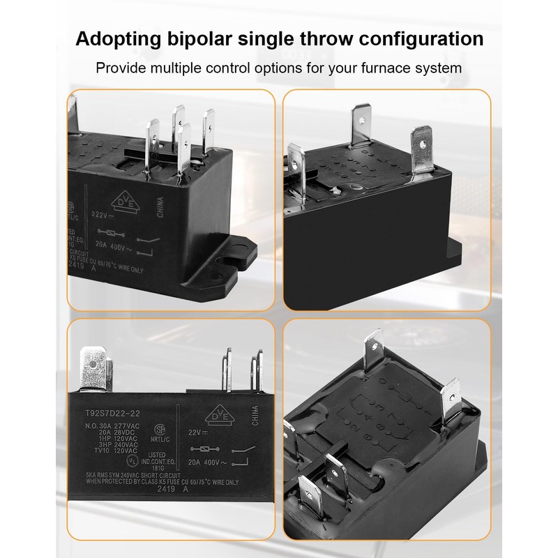2 Pcs Furnace Relay - DPST General Purpose Relay for