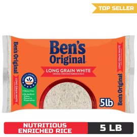 BEN'S ORIGINAL Enriched Long Grain White Rice, Parboiled Rice, 5 LB Bag