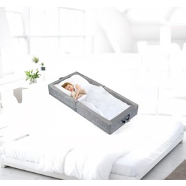 Fenghuolun Portable Toddler Folding Floor Bed for Travel, Washable Sleeper + Washable Fitted Sheet with Cotton Latex Pillow Core, Suitable for Toddlers and Kids, Gray