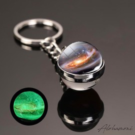 [ALOHAMONI] Planet Keychain, Earth, Moon, Sun, Planets, Universe, Galaxy, World Map, Globe, Vintage Luminous Luminous Ball, Keychain, Key Ring, Bag Charm, Accessory, Eurasia, America, Continent,