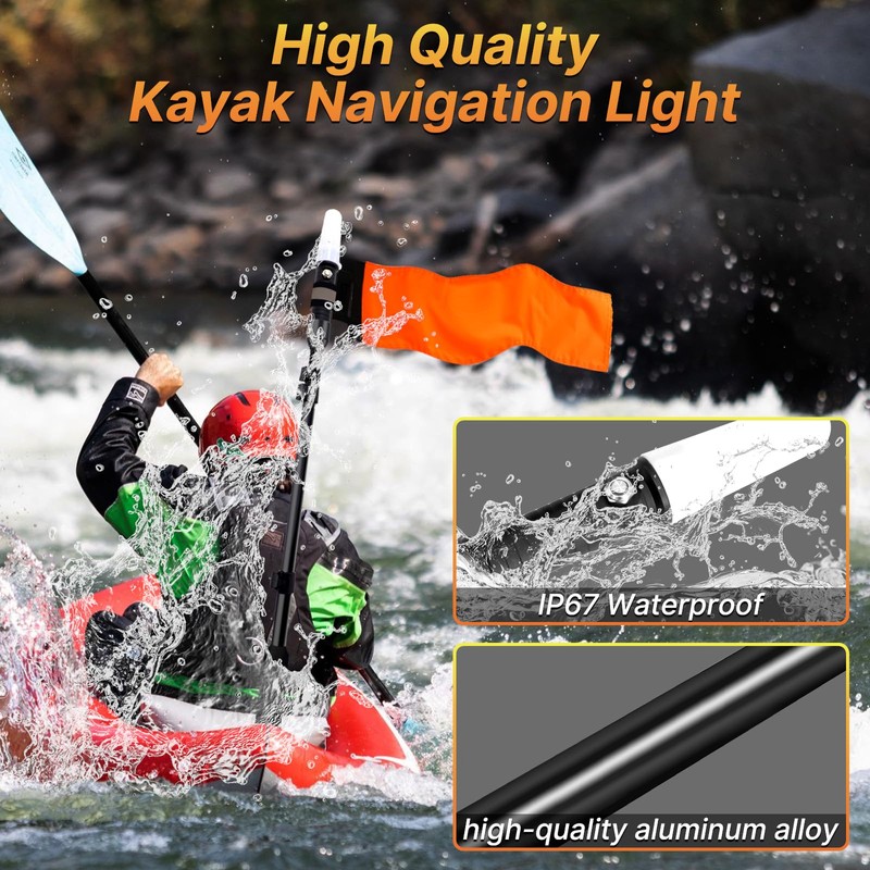 Viswiker 360 Degree Kayak LED Lights with Retractable Pole and