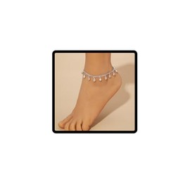 Carufin Bell Anklet Bohemian Adjustable Bells Anklet Bracelets Summer Beach Foot Chain Jewelry for Ladies (Silver)