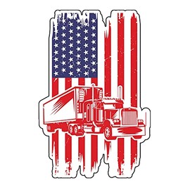 WickedGoodz American Flag Trucker Refrigerator Magnet - Truck Driver Magnetic Car Decal