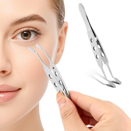 Meibomian Gland Expressor, Stainless Steel Eyelid Massage Tweezers, Professional Forceps Dryeye Extraction Tool for Men Women, Eye Care Tool For Dry Eyes(Square Tip,SIZE:3 * 10)