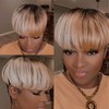 LEOSA Pelucas de Corte Pixie con Flequillo para Mujeres Negras,