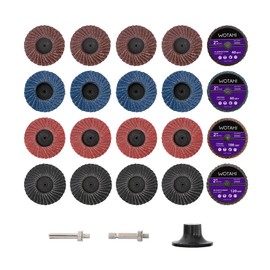 WOTAHI 2 Inch Flap Disc Set, 20 PCS Angle/Die Grinder Flap Discs - 40 Grit Aluminum Oxide, 60 Grit Zirconia, 100 Grit Ceramic, 120 Grit Silicon Carbide with 1/4 Inch Shank Double Rod Replacement