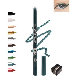 Teal Eyeliner Pencil Gel, Multi-Use Cream Eyeliner Waterline Waterproof Smudge-Proof Long Lasting, Eye Liner Brightener Pencil with Sharpener, High Pigmented Cruelty Free Colored Delineador De Ojos-09