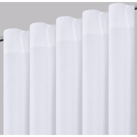 Homebia Designs White Curtain 72 Inch Length Set of 2 - Cotton Duck Back Tab Curtain for Farmhouse, Living Room, Bedroom, Home, Office, Bathroom, Kitchen, Door, Window - 50 Inch Wide & 72 Inches Long