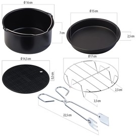 Rosenstein & Söhne Grill Mat: 5-Piece Baking and Grill Accessory Set for Oven, Hot Air Fryer, Grill (Hot Air Fryer Accessories, Baking Tray, Hot Air Fryer)