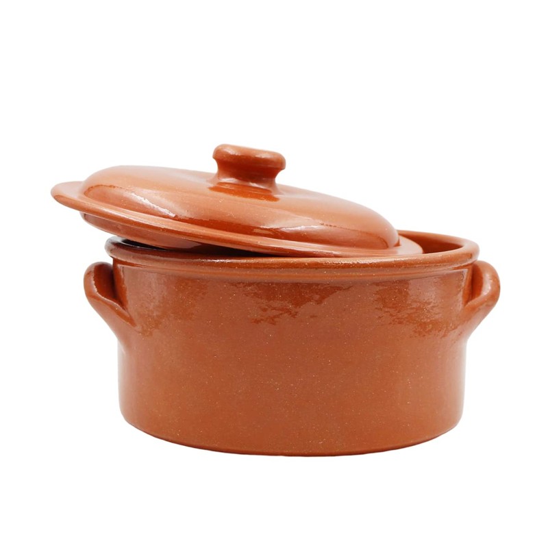 Handmade Traditional Portuguese Pottery Clay Terracotta Cazuela Cooking Pot With
