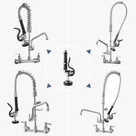 Pre Rinse Sprayer Commercial Sink Sprayer Head,1.42GPM Spray Valve Dish Nozzle with Ergonomic Handle, Faucet Parts for Commercial Kitchen Faucet,Chrome Finished（Black）