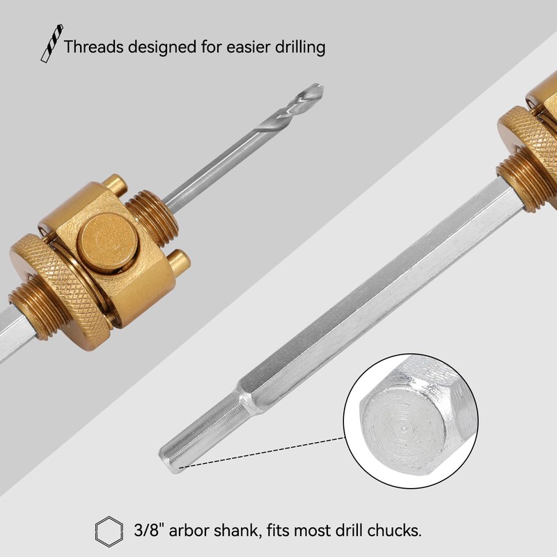 Quick Release Hole Saw Arbor with 3/8" Shank, Includes 2
