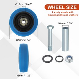 sourcing map 4 Inch Push Cart Wheels Replacement Rubber Rolling Casters Wheel with 3/8" Bore Each Loading Capacity 220 lbs for Furniture Platform Trucks Shopping Cart Shelf, Blue Pack of 2