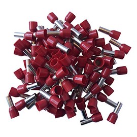 GTSE 100 pcs Red Single Entry 1.0mm² Bootlace Ferrule Connector Insulated Cord Pin End Terminals