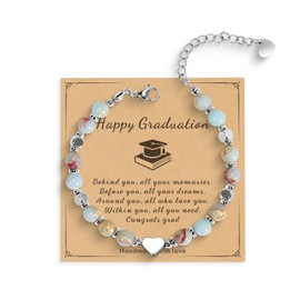 Freeunfet Graduation Bracelet 2025 Beaded Bracelets for Women Natural Stone Bracelets Jewelry Stress Relief Gifts for Women High School College Class of 2025 Graduation Gifts for Her