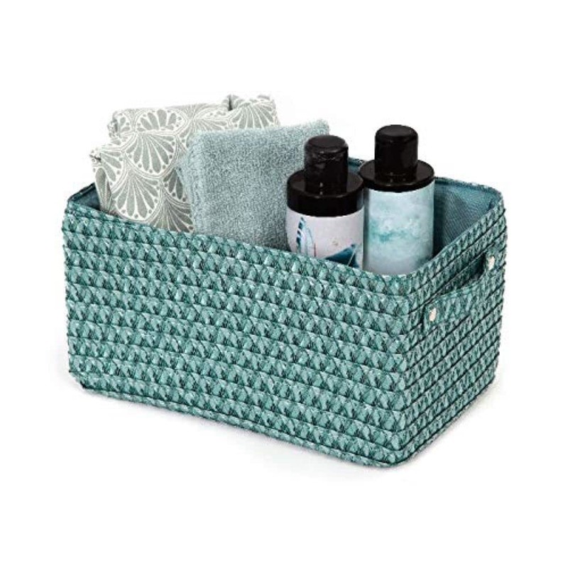Compactor Rectangle Storage Basket with Pull Handle, Woven Storage Box