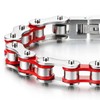 COOLSTEELANDBEYOND Masculine Mens Bike Chain Bracelet of Stainless Steel Red