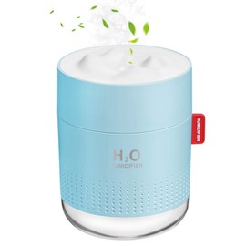 Portable Mini Humidifier, 500ml Small Cool Mist Humidifier, USB Personal Desktop Humidifier for Baby Bedroom Travel Office Home, Auto Shut-Off, 2 Mist Modes, Super Quiet, Blue