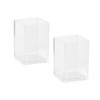 2Pcs Clear Acrylic Pen Holder Makeup Brush Storage Container Desktop