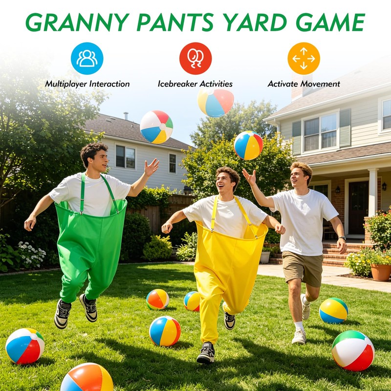 Granny Pants Yard Game Set 22-PCS Yellow & Green Team