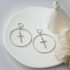 Cross Hoop Dangle Earrings for Women Silver Plated Circle Huggie
