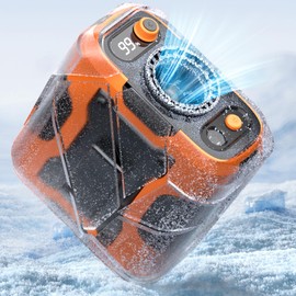 Koonie Portable Waist Clip Fan, Wearable Belt Personal Fan with 100 Levels Speeds, 13500RPM Strong Airflow, Rechargeable Battery Supports 24H Use Time, Cool Clip Under Shirt for Outdoor Jobsite,Orange