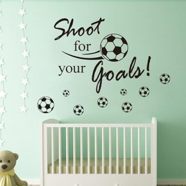 Shoot for Your Goals Soccer Wall Decal - Football Room Decor Stickers for Bedroom Kids Boy Wall Decoration