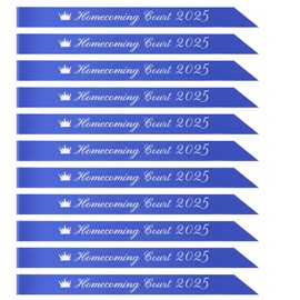 12 Packs Homecoming Court Sash 2025 72 Inches x 4 Inches Blue and White Satin Homecoming Sash for King High School Dance Queen Graduation Party Accessories