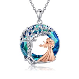 JERWLI Violin Gifts Necklace 925 Sterling Silver Violin Tree of Life Pendant Jewelry Music Gifts for Women Violinist