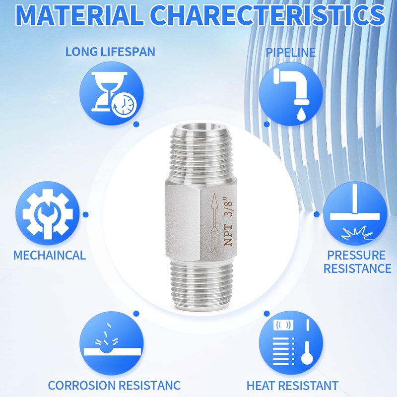 ChillWaves 304 Stainless Steel In-Line Siamese Check Valve 3/8" NPT