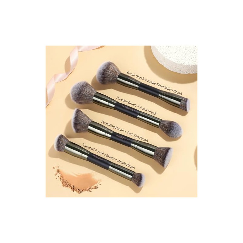 MAGEFY 12 Piezas Brochas para Maquillaje de Doble Función y
