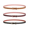 WERFORU 3 Pack Women Skinny PU Leather Belt for Dress