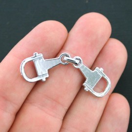 Unbranded 4 Snaffle Bit Charm Connectors Antique Silver Tone French Link D Ring - SC4135
