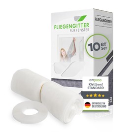 empasa Insektenschutz Polyester Fliegengitter Gaze mit Klettband 10er Set weiß 130x150 cm