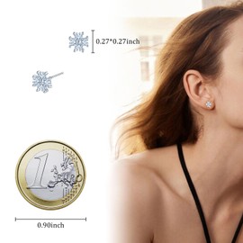 MICMIF Silver 925 Clover Cubic Zirconia Stud Earrings for Women, Stud Earrings Four Leaf Clover Cubic Zirconia Earrings Silver/Rose Gold Hypoallergenic Earrings for Women Girls, Sterling Silver Cubic