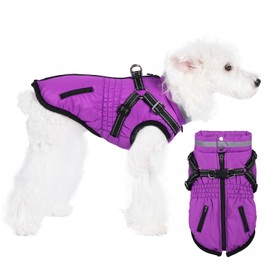 Poseca Dog Coats with Harness, Adjustable Jacket Vest Cold Weather Coats for Small Medium Dogs
