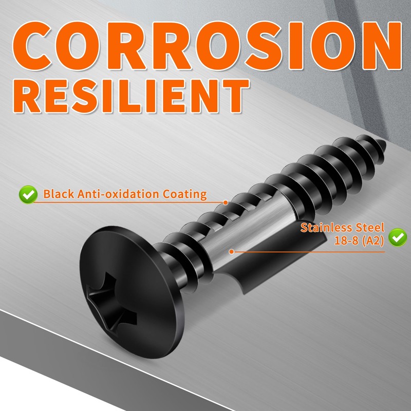 100 PCS #6 X 1-3/4 inch 18-8 (A2) Stainless Steel