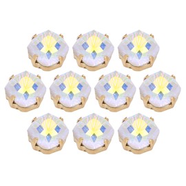 10Pcs Sewing Claw Diamond Fat Square Glass High Top Clothing Accessories Decorations K9 10mmAB Color