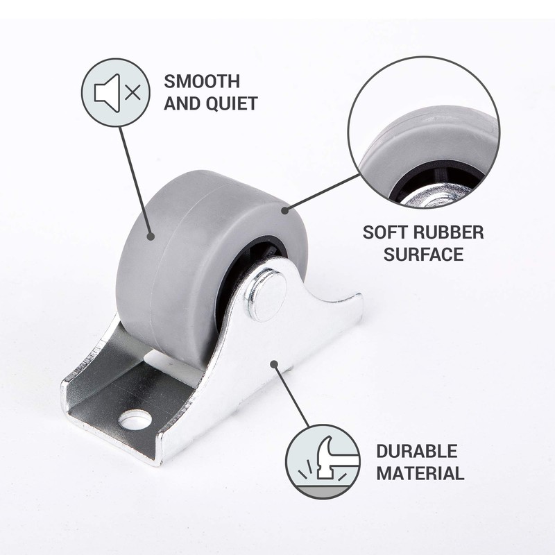 (Pack of 4) 25 mm Small Wheel Castors Rubber Casters