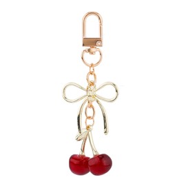 BOXOB Cherry Keychain, Cute Cherry Bag Charm With Key Ring Sparkling Purse Charm Shiny Keychain for Women Purse Handbag Car Key (Red)