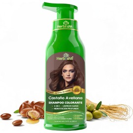 Herbishh - Champú colorante para cabello gris, champú con tinte natural para el cabello, colorea el cabello en minutos, dura hasta de 3 a 4 semanas, 500 ml, tinte de cabello 3 en 1, sin amoniaco (marrón castaño)