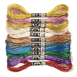 11 Skeins Embroidery Floss Cross Stitch Thread Metallic Embroidery for DIY Embroidery Thread Crafts （8 m 12 Strands）