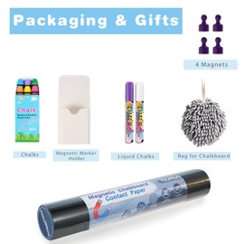 Magnetic Chalkboard Contact Paper for Wall 48" x 24" Self Adhesive Blackboard Wallpaper Peel and Stick Chalk Board Wall Decal Roll with 14 Chalk for Kids Home Playroom Classroom