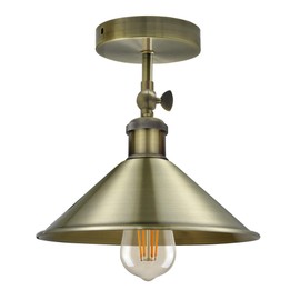 DC Voltage Vintage Style Semi Flush Mount 180 Degree Adjustable E27 Base with Bulb Socket Vintage Style Unique Cone Shape Ceiling Mount Lighting
