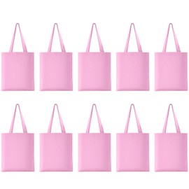 Morcheiong 10 Pack Pink Cotton Canvas Bag Blank Tote Canvas Bags Reusable Grocery Shopping Bags, Suitable for DIY Craft, Giveaway, Gift, Shopping, Grocery, Promotion, Advertising, Drawing, Activity