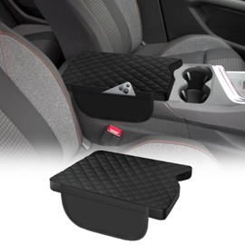 UgyDuky Center Console Cover for Ford 2015-2020 F150 2017-2022 F250 F350 F450 with 40/20/40 Jump Leather Armrest Cover Car Interior Accessories with Side Pockets (Jump Seat Only)