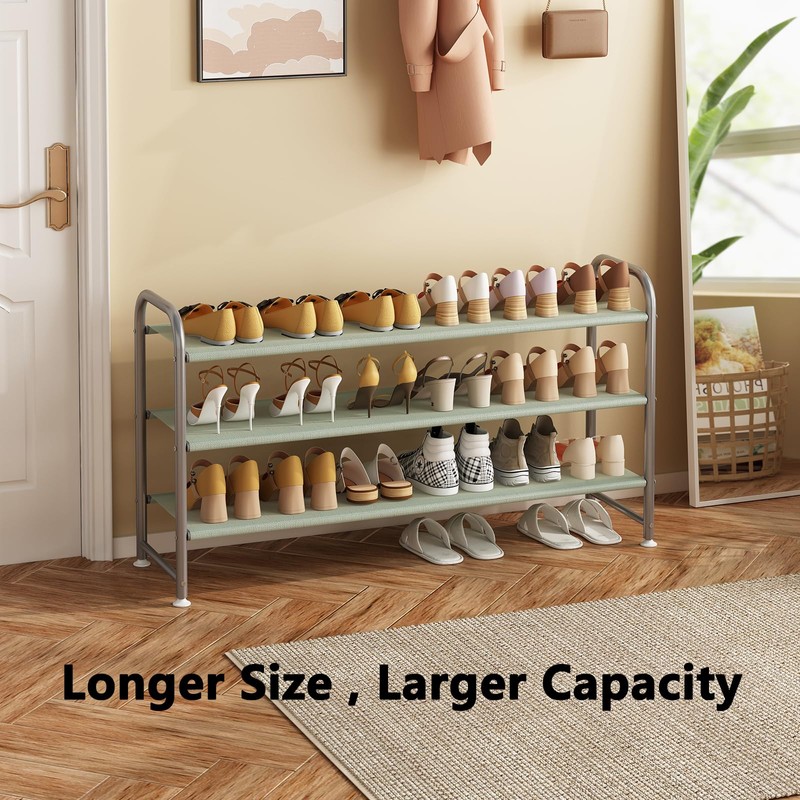 INGIORDAR Shoe Rack 3 Tier Long Storage Organizer Wide Metal