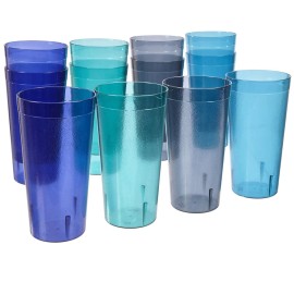 US Acrylic Café Plastic Reusable Tumblers (Set of 12) 32-ounce Iced-Tea Cups,